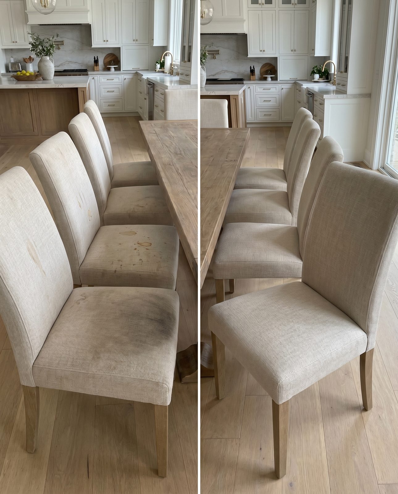 Dining chairs before and after care