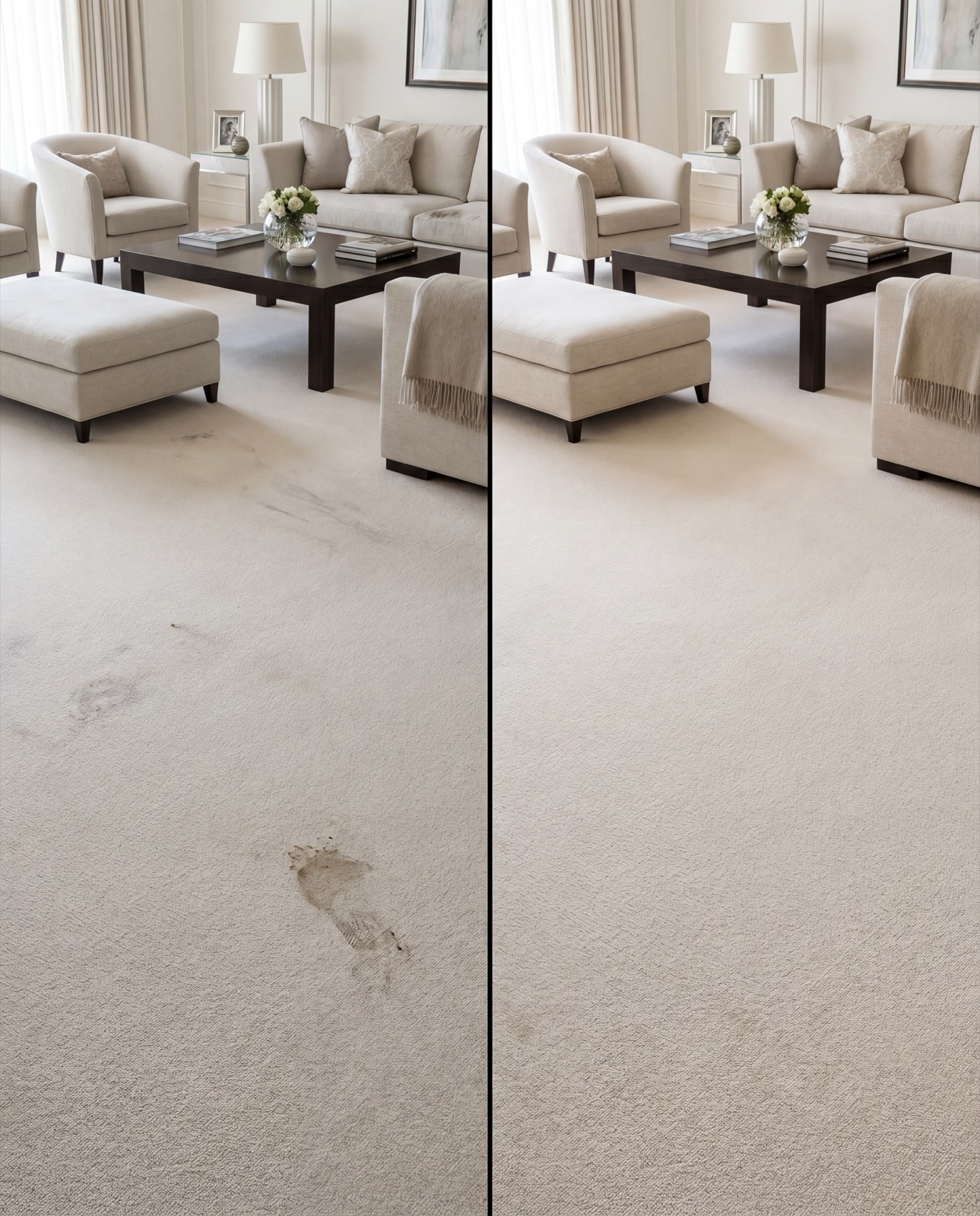 Rug and floor before and after care